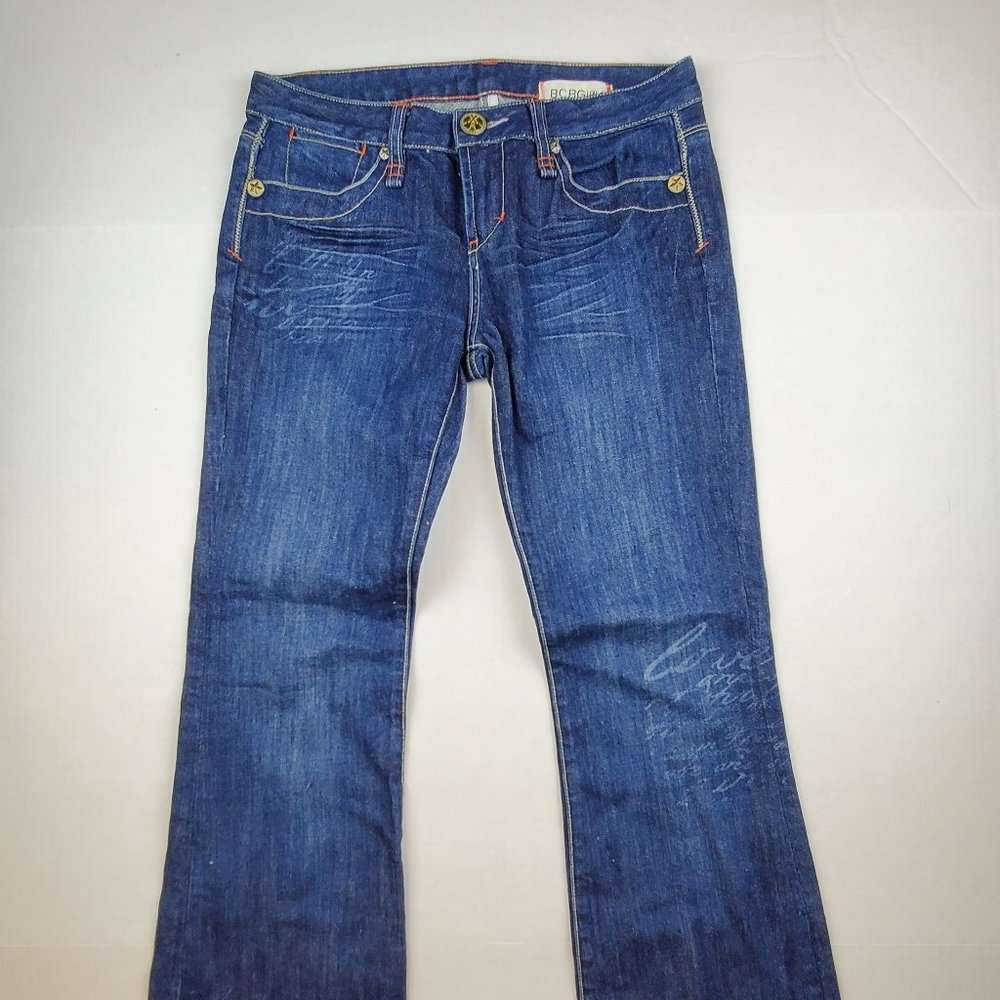 BCBGirls Women's Jeans with Writing Boot Cut Size 27